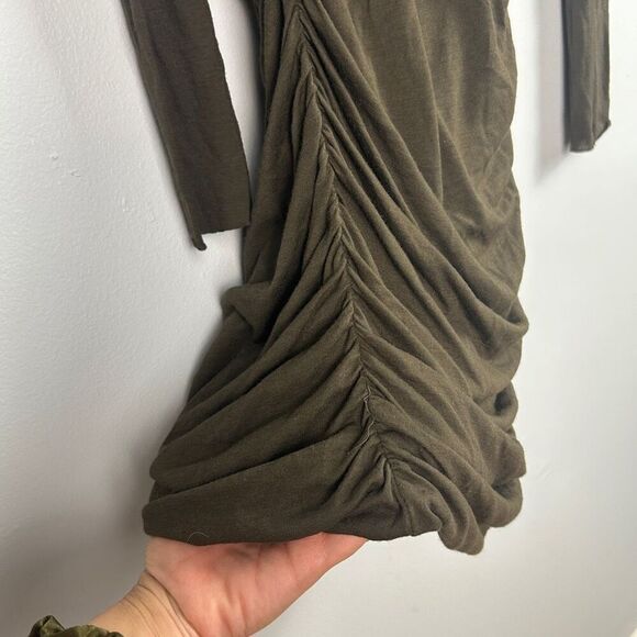 A.L.C. Olive Green Long Sleeve Bodycon Ruched Dress - Picture 7 of 8